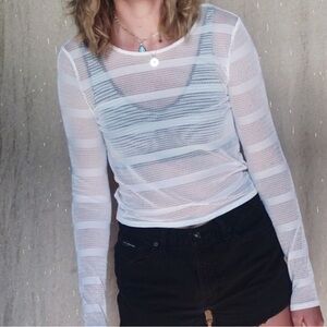 PacSun White Sheer Long Sleeve Mesh Top
